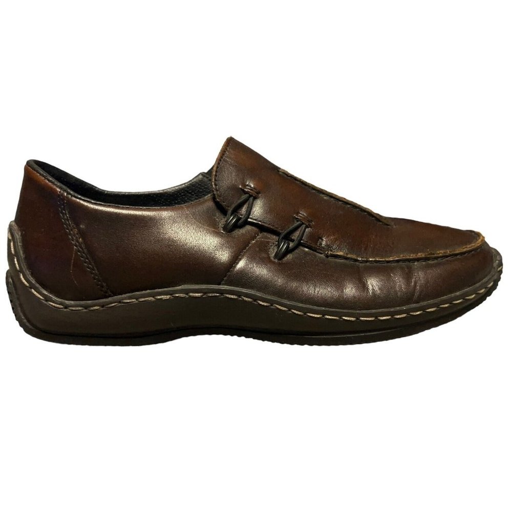 Rieker AntiStress Celia 51 Brown Leather Comfort Loafer Shoes Womens 38 US Sz 7